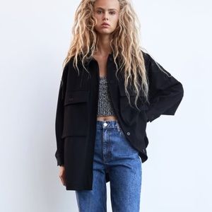 Dark navy long sleeve oversized shacket size small